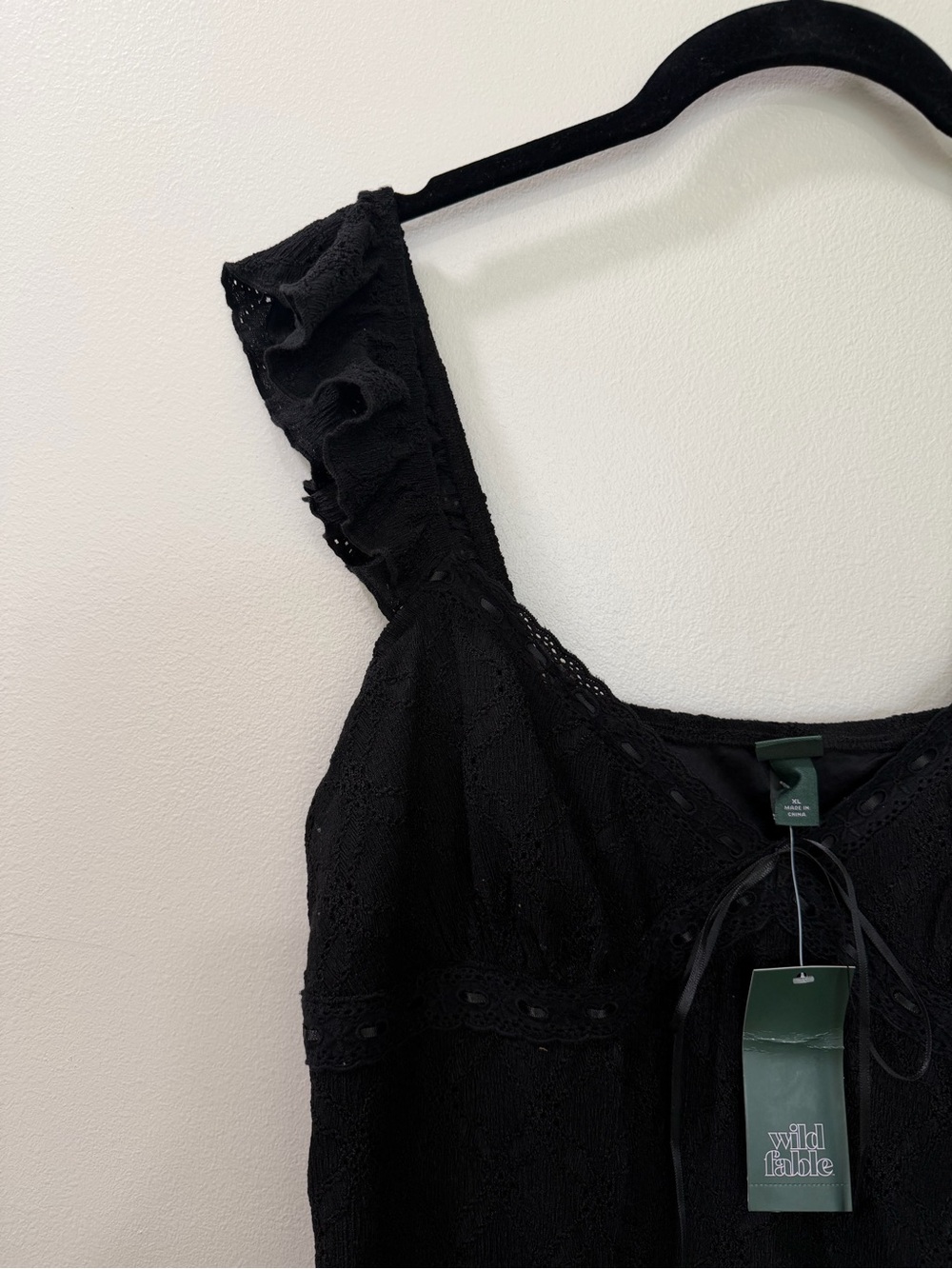 NWT Wild Fable Black Eyelet A-line Mini Dress - Picture 4 of 8